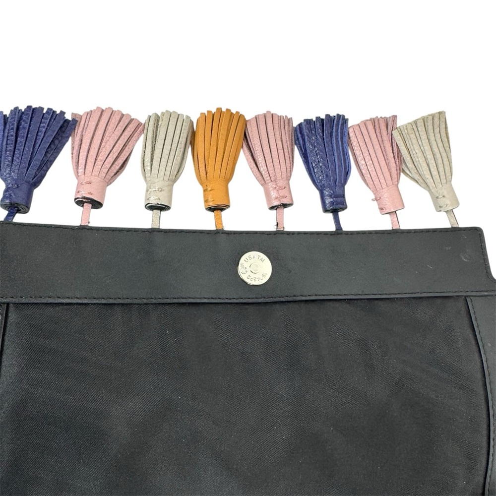 REBECCA MINKOFF Sofia Tassel Clutch Crossbody Handbag Black Leather orig $245 - Picture 11 of 16
